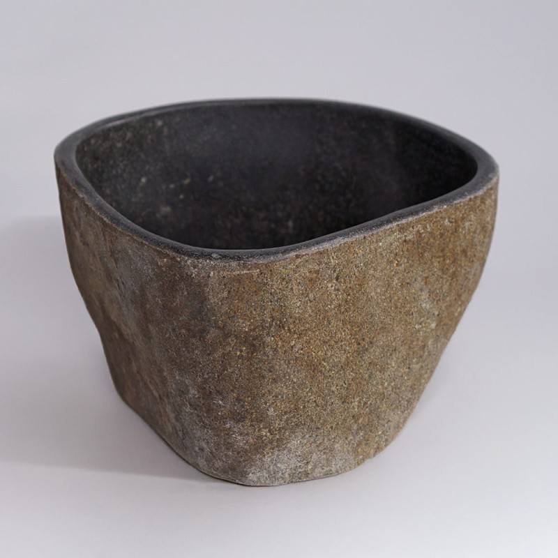 Kleines freistehendes Badezimmerwaschbecken aus Stein - River Stone