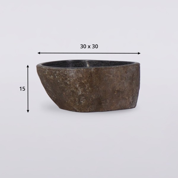 Kleines freistehendes Badezimmerwaschbecken aus Stein - River Stone