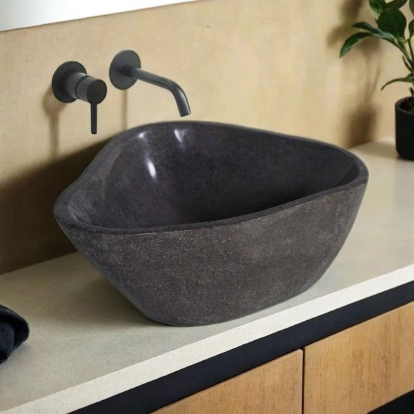 Aufsatz-Badezimmerwaschbecken aus poliertem Stein - River Stone