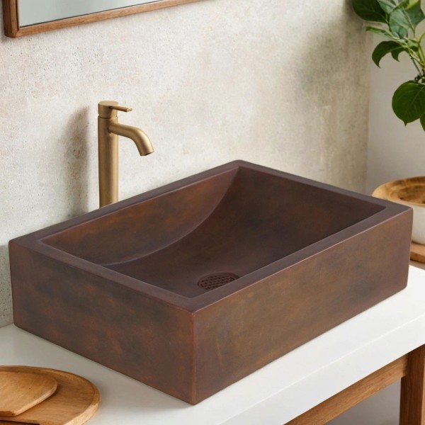 Betonwaschbecken rechteckig - Vintage Braun - Pure Cast