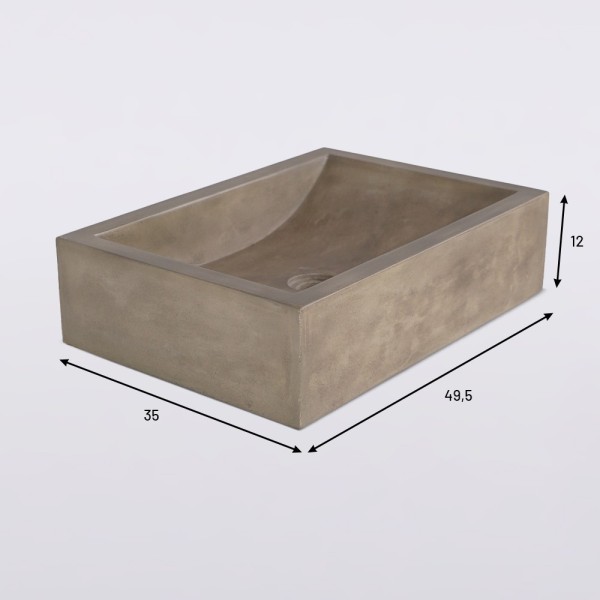 Betonwaschbecken rechteckig - Naturfarbe - Pure Cast