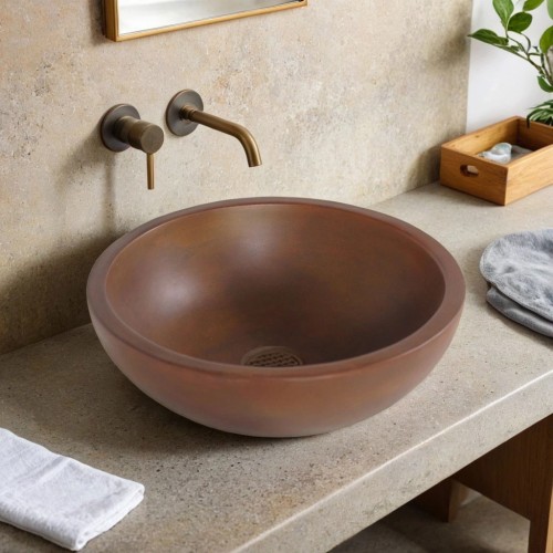 Rundes Waschbecken aus Beton - Vintage Braun - Urban Rock