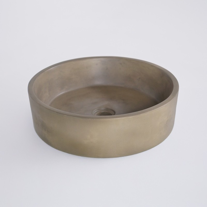 Rundes Waschbecken aus Beton - Naturfarbe - Mineral