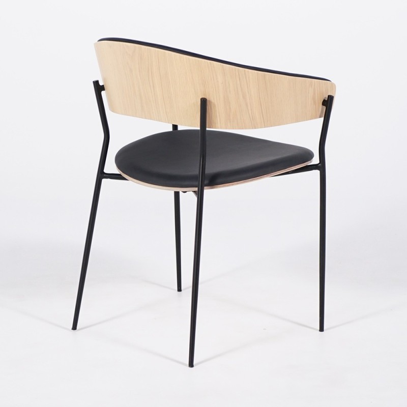 Stuhl aus schwarzem Leder und Eichenholz - Crib