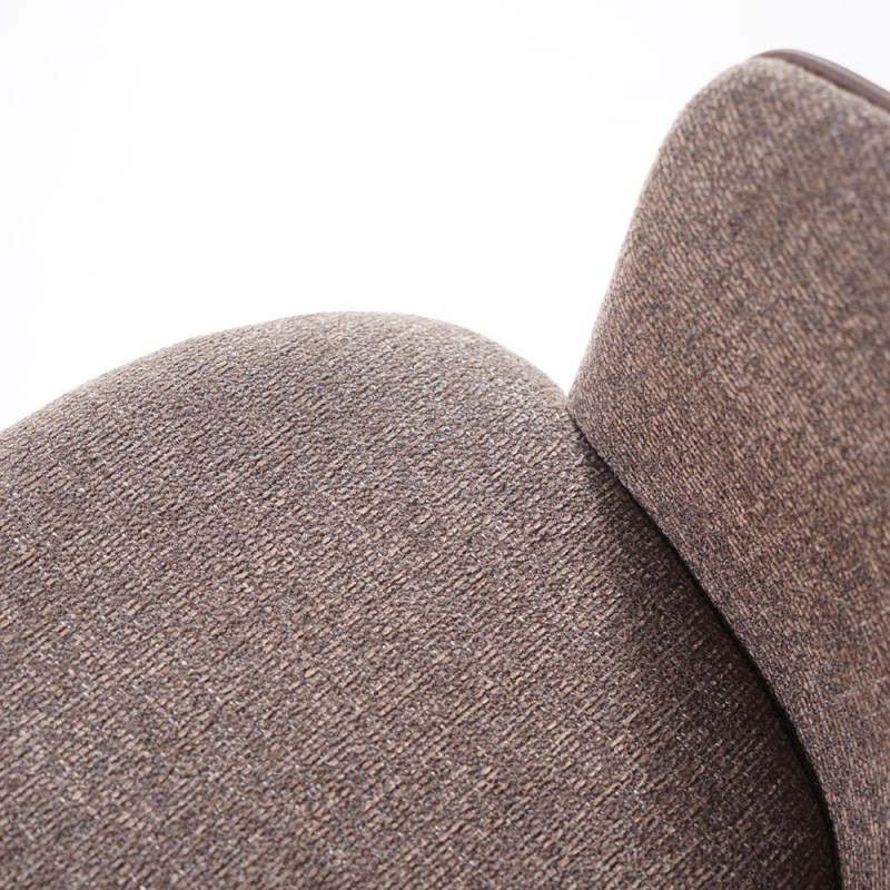 Esszimmerstuhl aus braunem Bouclestoff, braunem Kunstleder – Hey