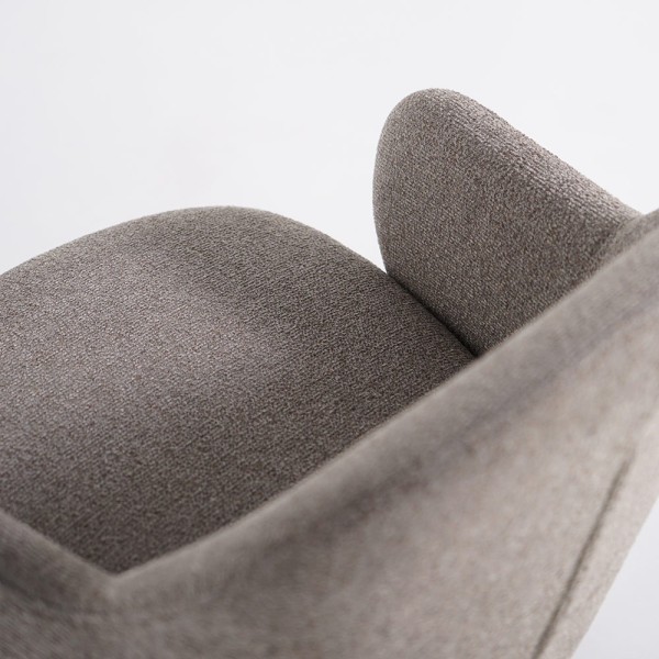 Stuhl mit grauem Bouclé-Stoff und schwarzen Metallbeinen - Bae