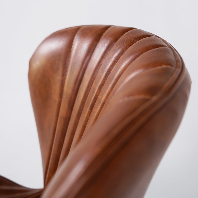 Esszimmerstuhl aus braunem Kunstleder und schwarzen Metallbeinen - Harmonia