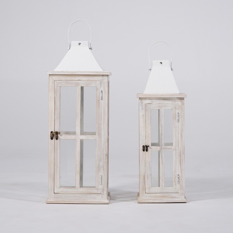 2er-Set Laternen aus Holz und Metall - Cottage