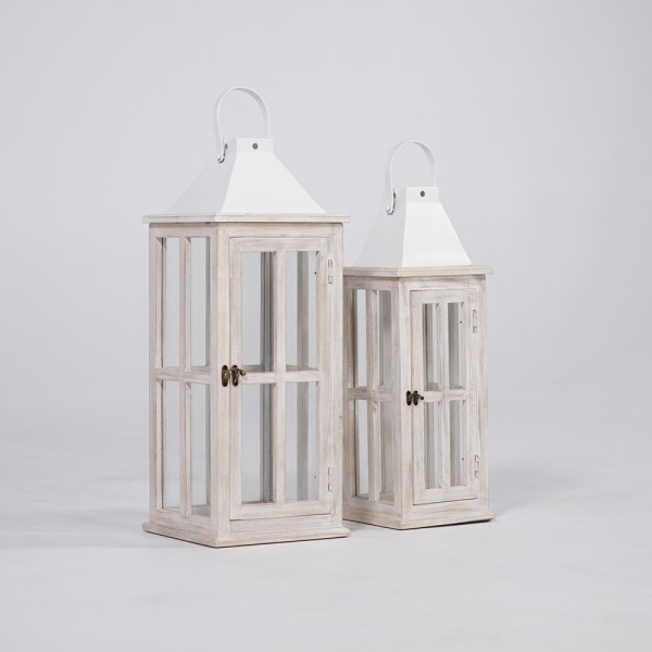 2er-Set Laternen aus Holz und Metall - Cottage