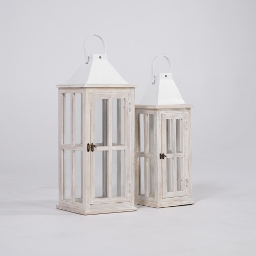 2er-Set Laternen aus Holz und Metall - Cottage