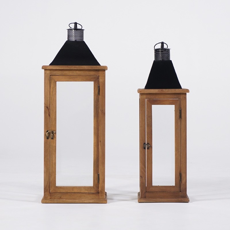 2er-Set Laternen aus Holz und Metall - Hudson