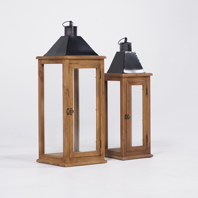 2er-Set Laternen aus Holz und Metall - Hudson