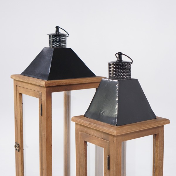 2er-Set Laternen aus Holz und Metall - Hudson