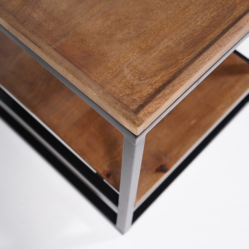 Couchtisch aus Naturholz und Metallbeinen - Modula