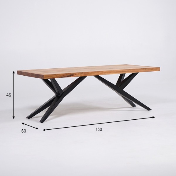 Couchtisch aus Naturholz mit Metallbeinen - Helix