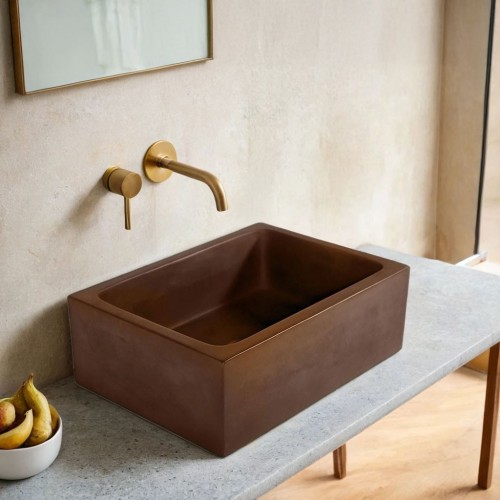 Betonwaschbecken rechteckig - Braun vintage - Slate Wave