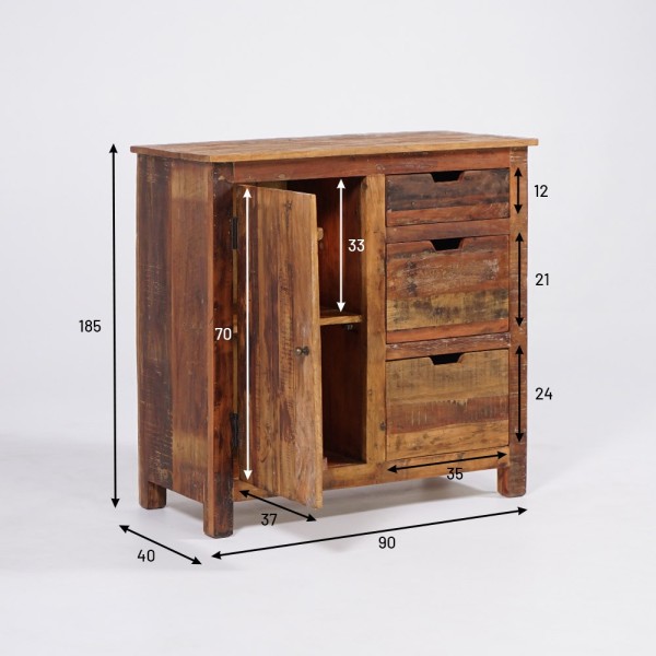 Anrichte 90 cm aus recyceltem Holz - Terra Nova