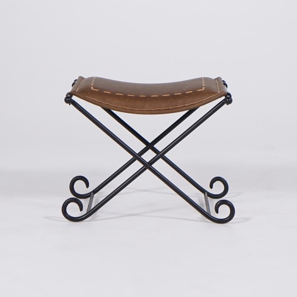 Hocker aus Leder mit Metallbeinen - Scala