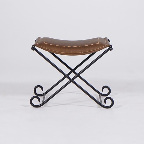 Hocker aus Leder mit Metallbeinen - Scala