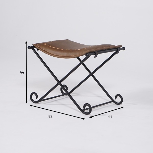 Hocker aus Leder mit Metallbeinen - Scala