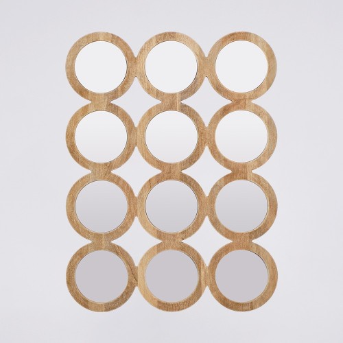 Rechteckiges Set 100 x 85 cm aus runden Spiegeln mit Holzrahmen - Ellipse