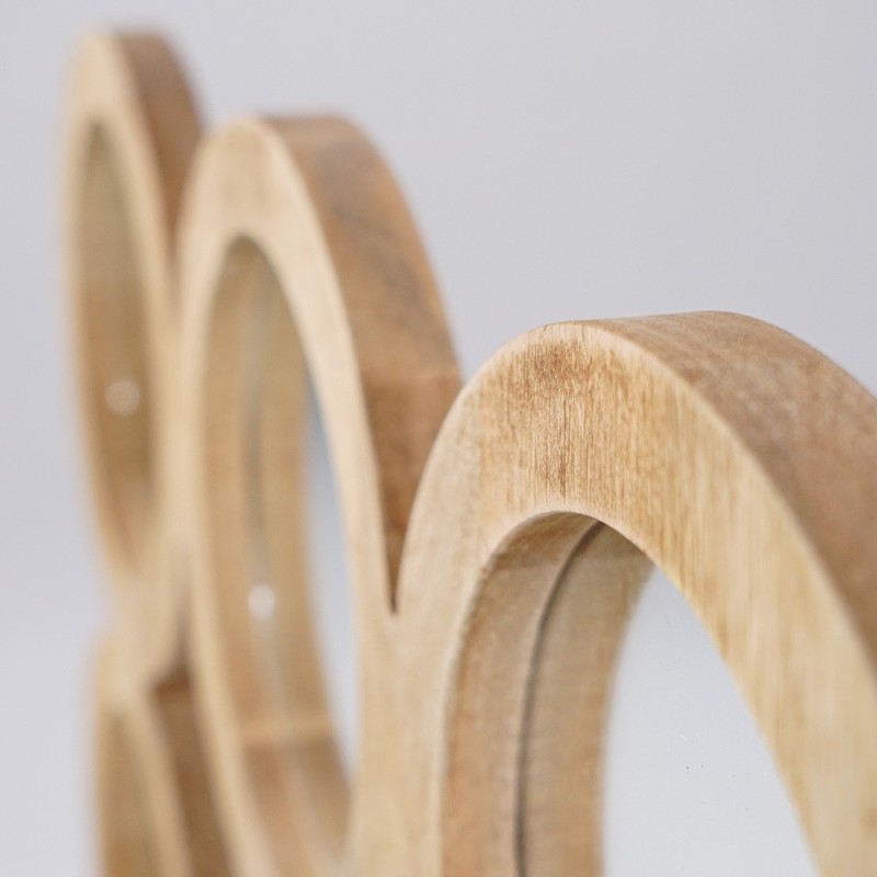 Rechteckiges Set 100 x 85 cm aus runden Spiegeln mit Holzrahmen - Ellipse