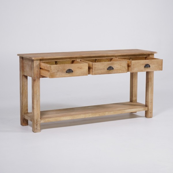 Konsole aus Naturholz mit 3 Schubladen - Timber
