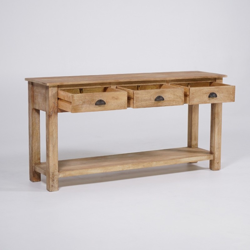 Konsole aus Naturholz mit 3 Schubladen - Timber