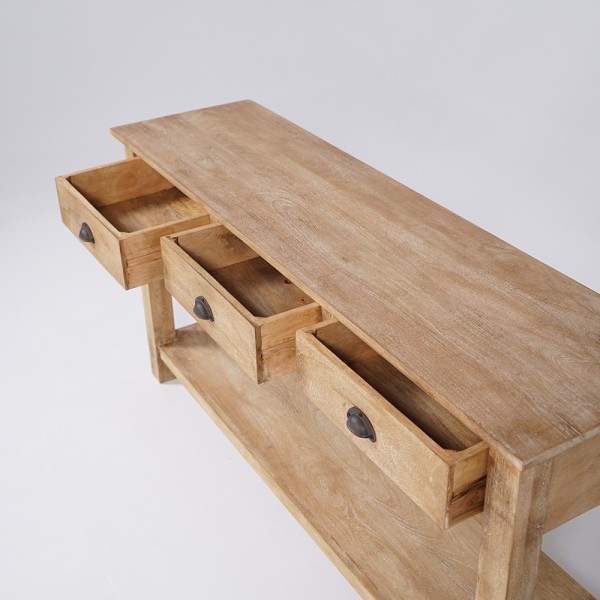 Konsole aus Naturholz mit 3 Schubladen - Timber