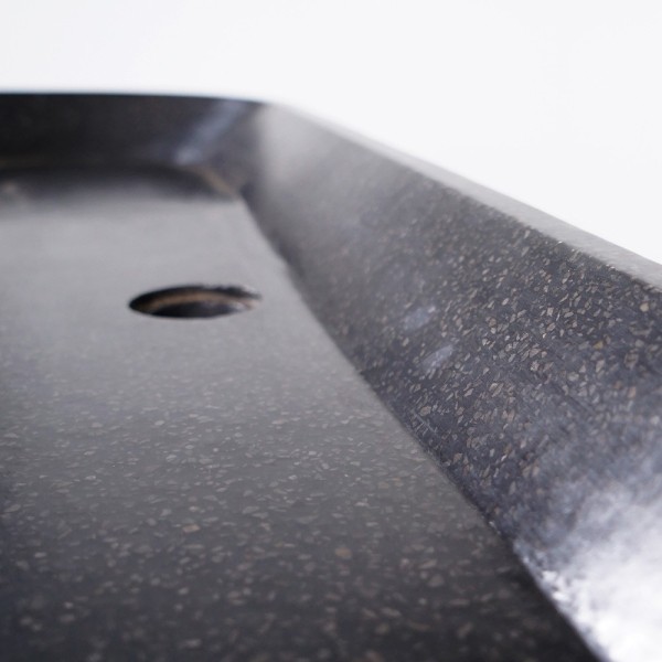 Badezimmermöbel 120 cm aus massivem Teakholz und Waschbecken aus schwarzem Terrazzo - Keya