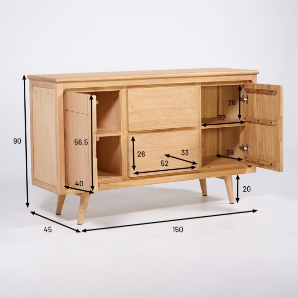 Anrichte aus Massivholz 150 cm - Pragati