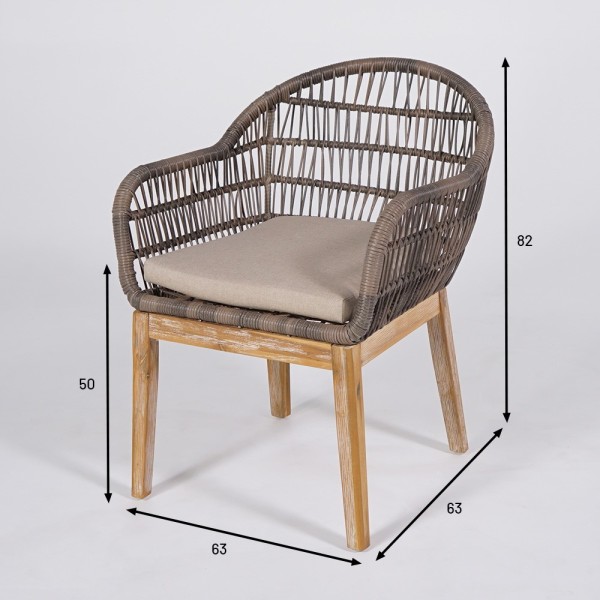 Stuhl aus Holz und Korbgeflecht - Java