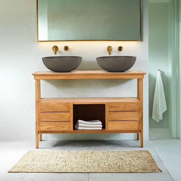 Badezimmerschrank aus massivem Teakholz 120 cm - Nandini