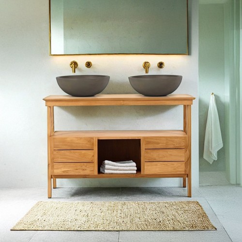 Badezimmerschrank aus massivem Teakholz 120 cm - Nandini