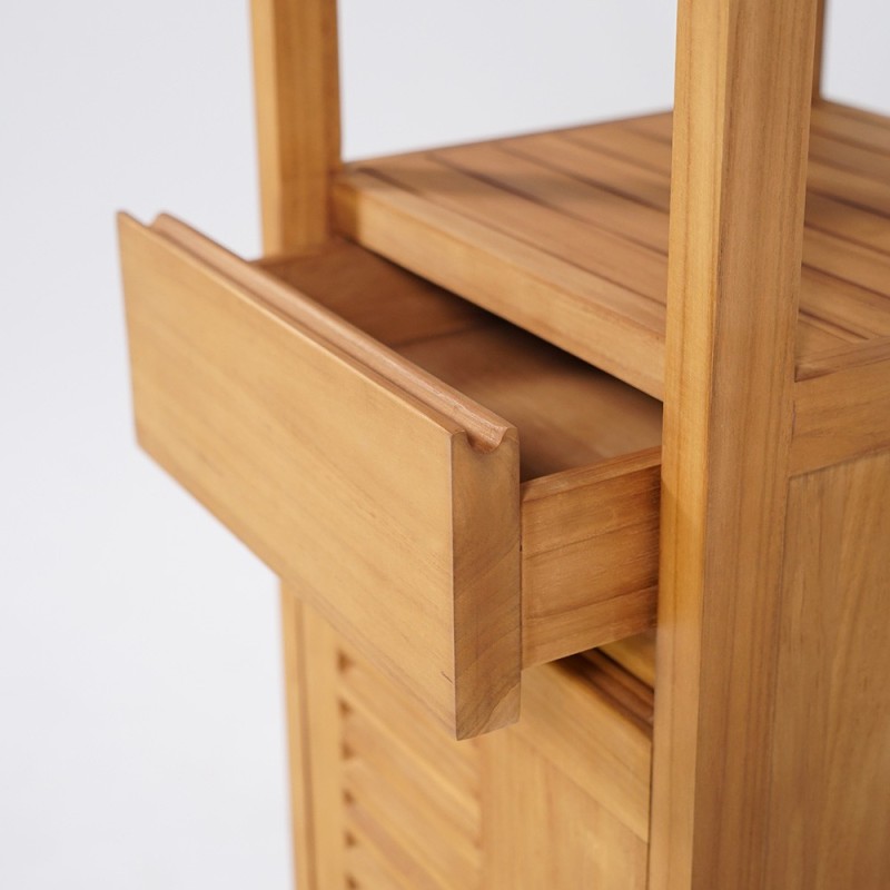 Badezimmer-Aufbewahrungssäule aus massivem Teakholz - Mira