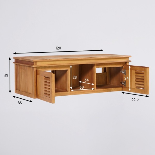 Badezimmermöbel 120 cm Doppelwaschbecken aus massivem Teakholz - Mira