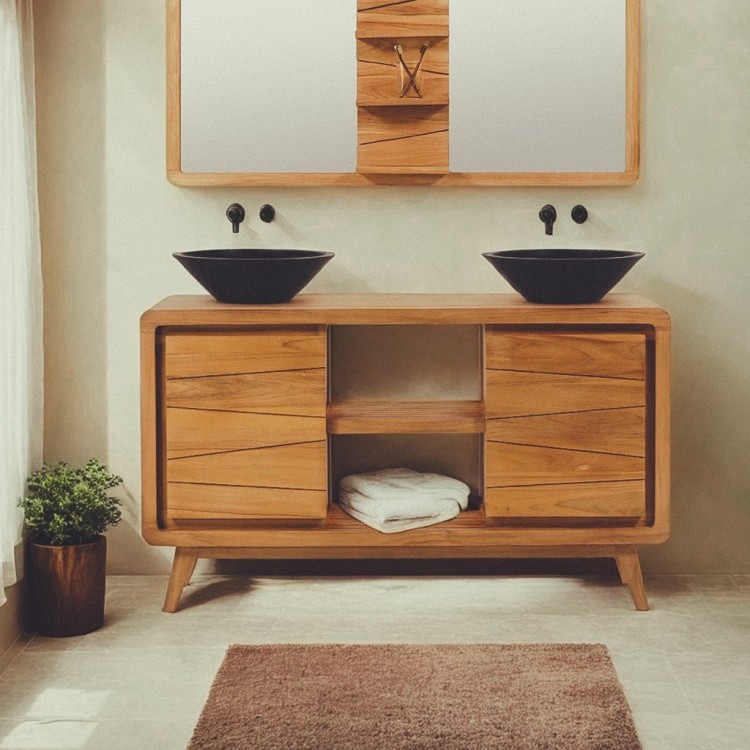 Waschtischunterschrank Doppelwaschbecken 140 cm - Sahar