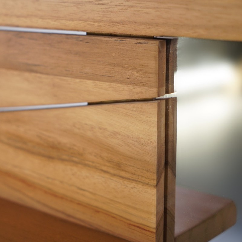 Doppelspiegel auf Teakholzgestell mit Ablagen - Sahar