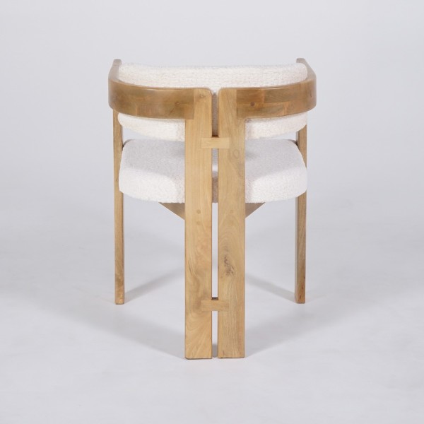 Stuhl aus Holz und Bouclé-Stoff weiß - Eira
