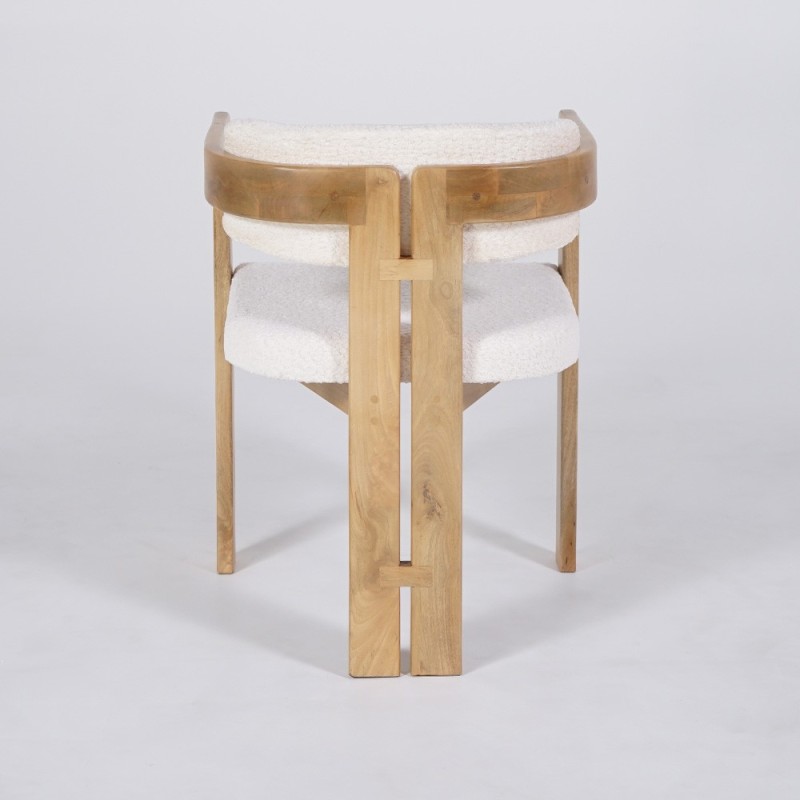 Stuhl aus Holz und Bouclé-Stoff weiß - Eira
