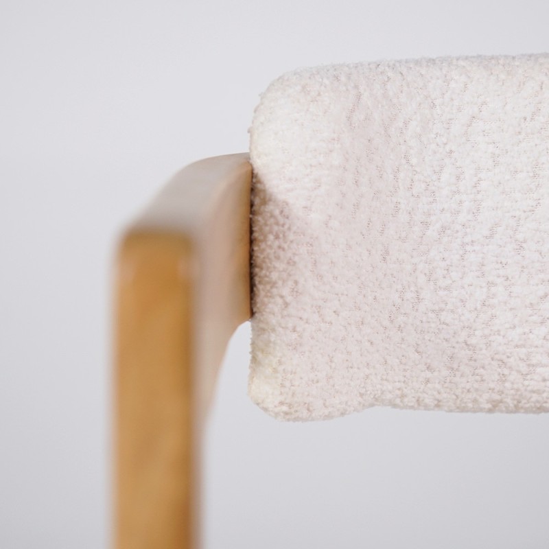Stuhl aus Holz und Bouclé-Stoff weiß - Eira