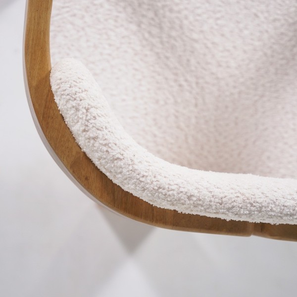 Stuhl aus Holz und Bouclé-Stoff weiß - Eira
