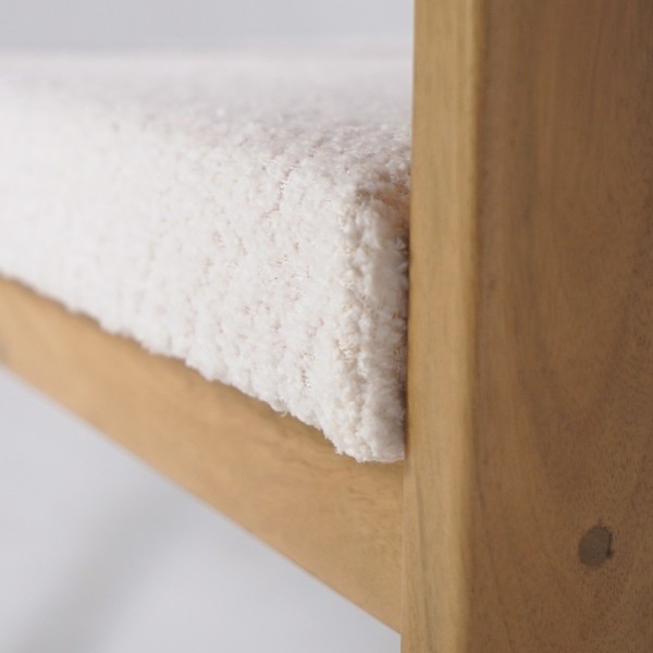 Stuhl aus Holz und Bouclé-Stoff weiß - Eira