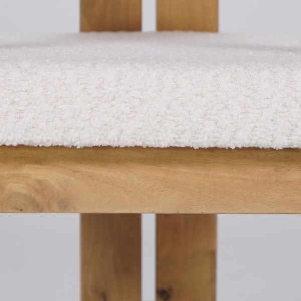 Stuhl aus Holz und Bouclé-Stoff weiß - Eira