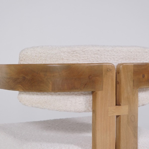 Stuhl aus Holz und Bouclé-Stoff weiß - Eira