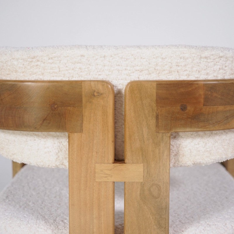 Stuhl aus Holz und Bouclé-Stoff weiß - Eira