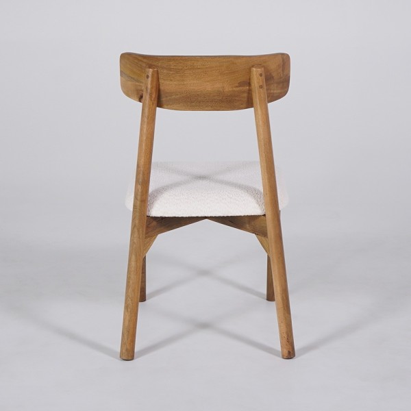 Stuhl aus Holz und weißem Bouclé-Stoff - Alba
