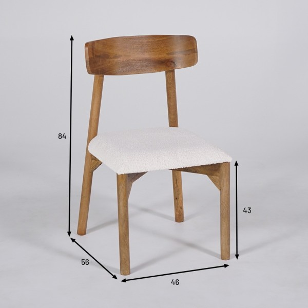 Stuhl aus Holz und weißem Bouclé-Stoff - Alba