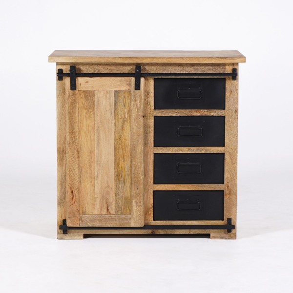 Kleines industrielles Buffet aus Holz und Metall 90cm - Paris