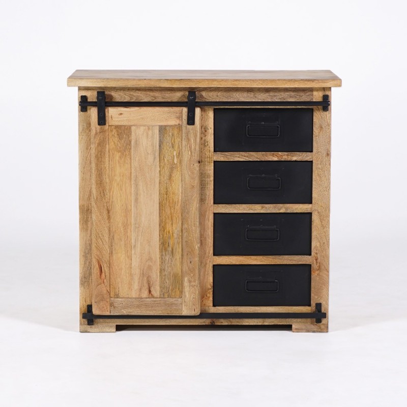 Kleines industrielles Buffet aus Holz und Metall 90cm - Paris